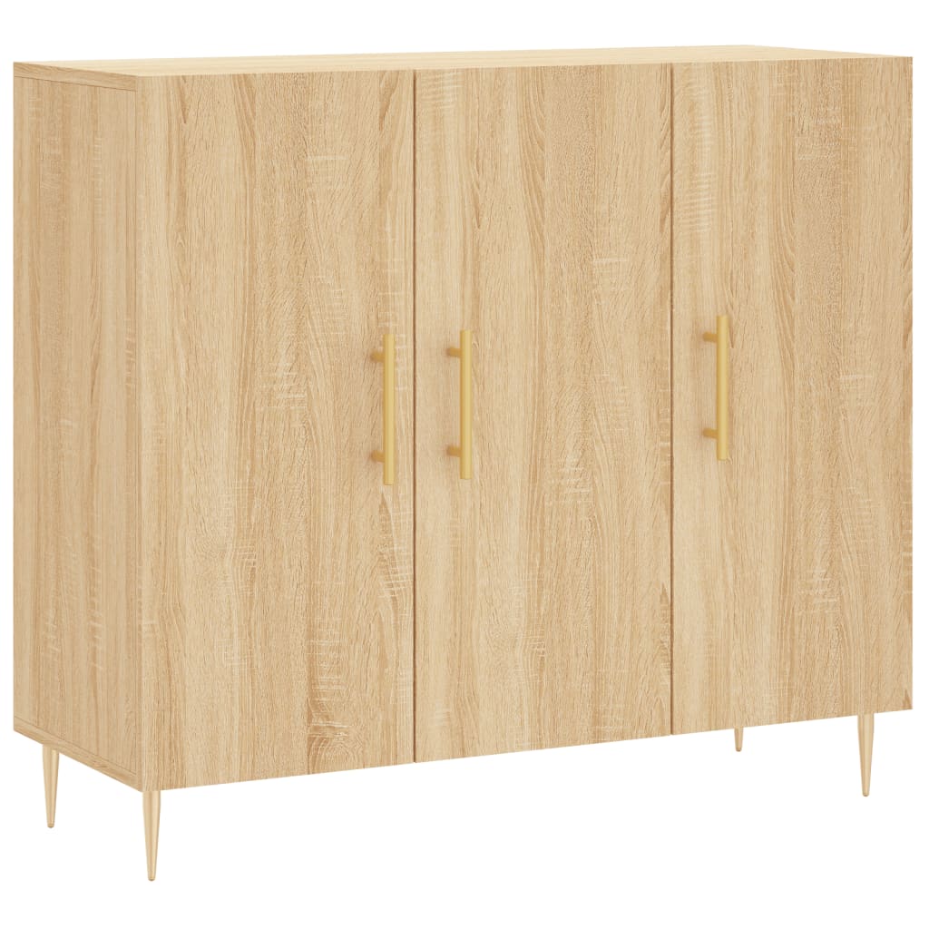 Dressoir 90X34X80 Cm Bewerkt Hout Sonoma Eikenkleurig