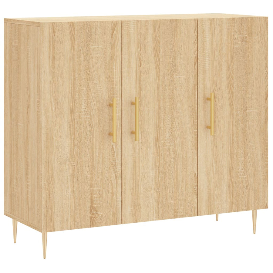 Dressoir 90X34X80 Cm Bewerkt Hout Sonoma Eikenkleurig