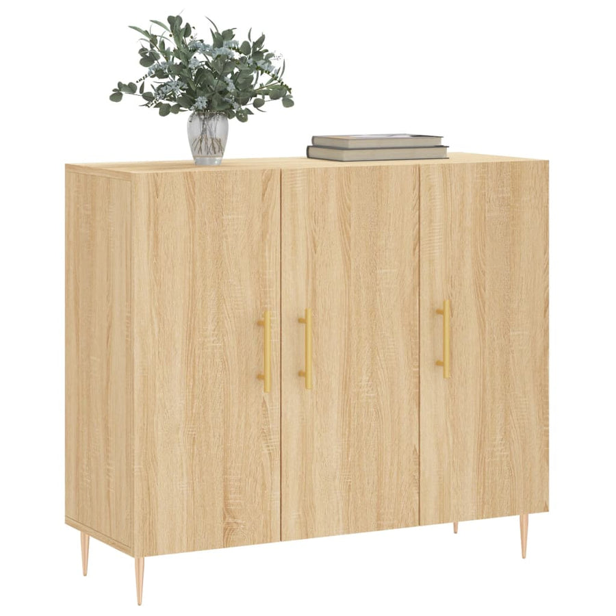 Dressoir 90X34X80 Cm Bewerkt Hout Sonoma Eikenkleurig