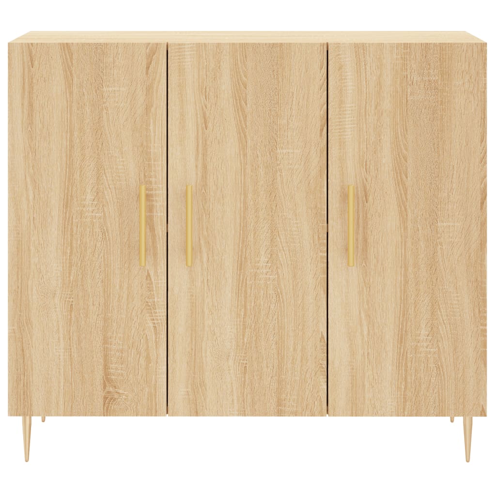 Dressoir 90X34X80 Cm Bewerkt Hout Sonoma Eikenkleurig