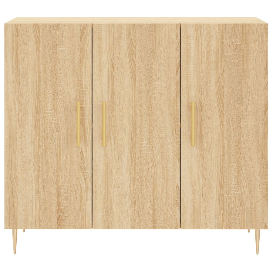 Dressoir 90X34X80 Cm Bewerkt Hout Sonoma Eikenkleurig