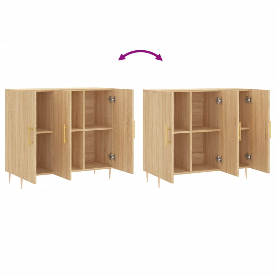 Dressoir 90X34X80 Cm Bewerkt Hout Sonoma Eikenkleurig