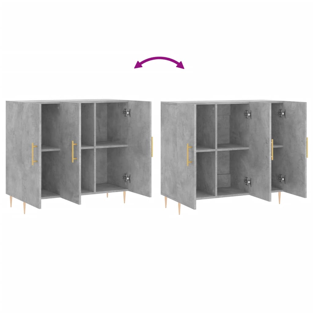 Dressoir 90X34X80 Cm Bewerkt Hout Betongrijs