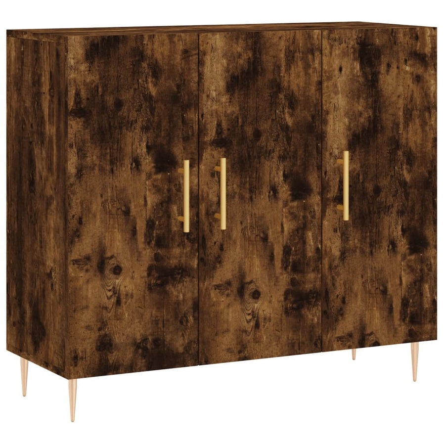 Dressoir 90x34x80 cm bewerkt hout gerookt eikenkleurig