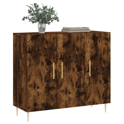 Dressoir 90x34x80 cm bewerkt hout gerookt eikenkleurig