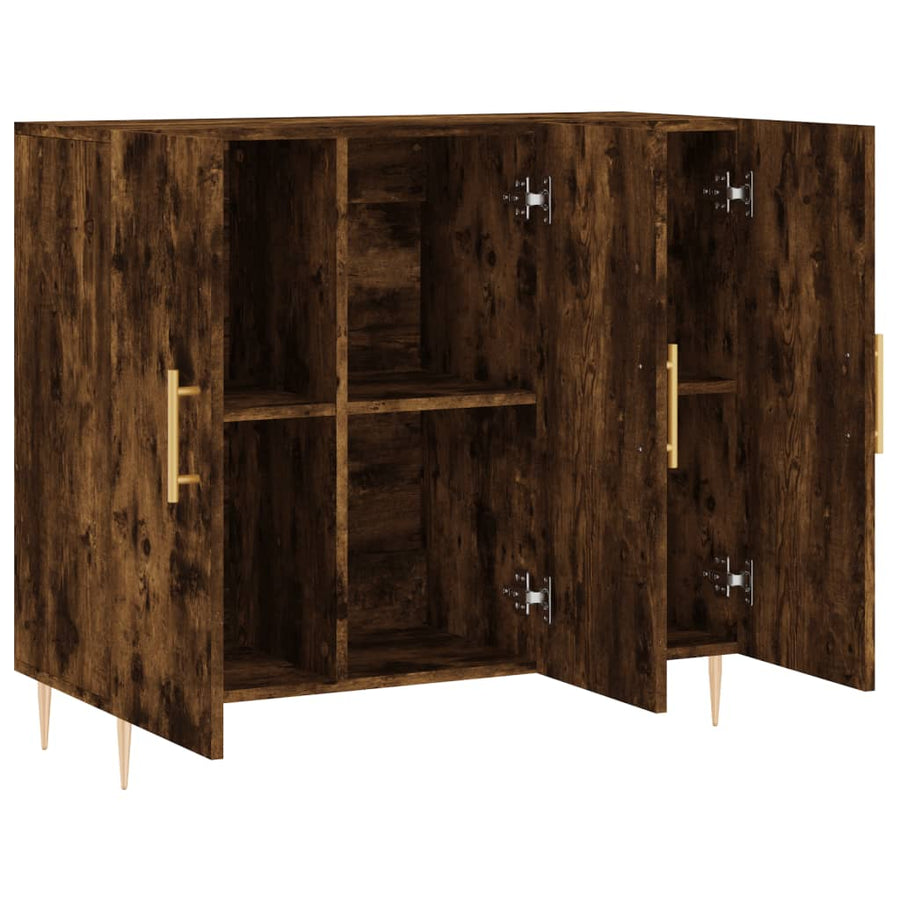 Dressoir 90x34x80 cm bewerkt hout gerookt eikenkleurig