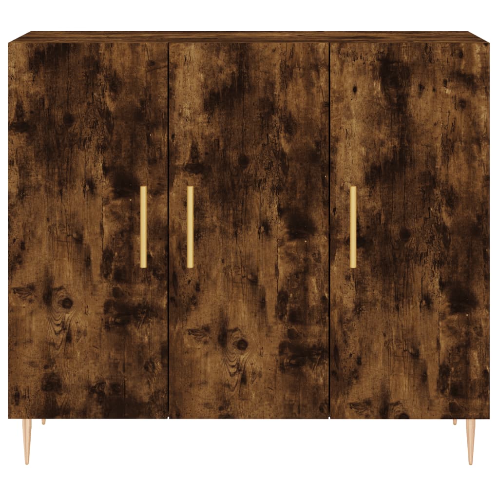 Dressoir 90x34x80 cm bewerkt hout gerookt eikenkleurig
