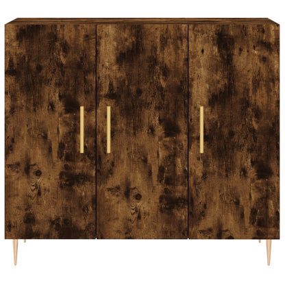 Dressoir 90x34x80 cm bewerkt hout gerookt eikenkleurig