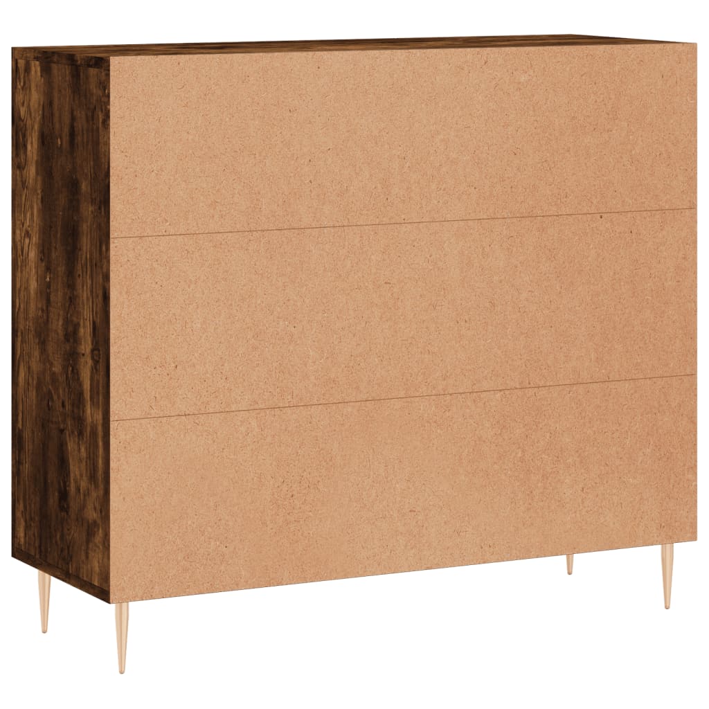 Dressoir 90x34x80 cm bewerkt hout gerookt eikenkleurig