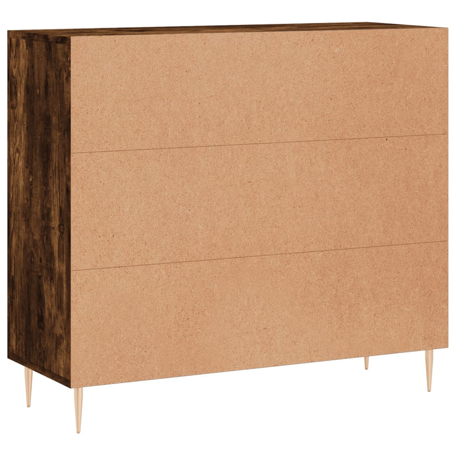 Dressoir 90x34x80 cm bewerkt hout gerookt eikenkleurig