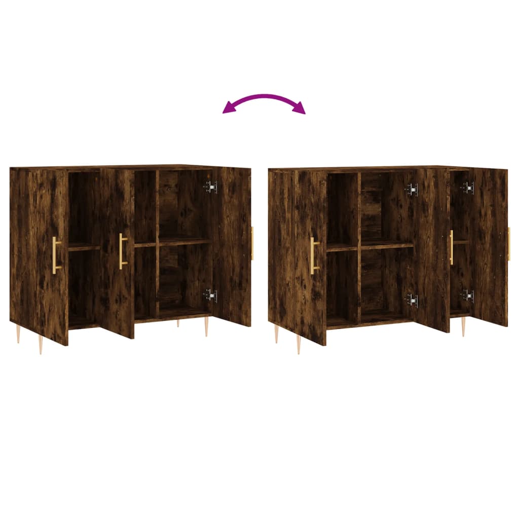 Dressoir 90x34x80 cm bewerkt hout gerookt eikenkleurig