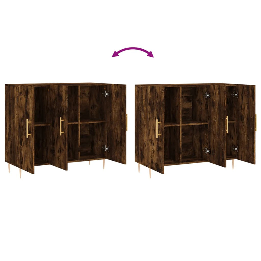 Dressoir 90x34x80 cm bewerkt hout gerookt eikenkleurig
