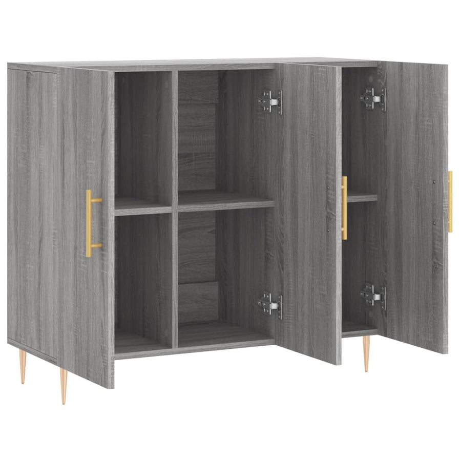 Dressoir 90X34X80 Cm Bewerkt Hout Grijs Sonoma Eikenkleurig