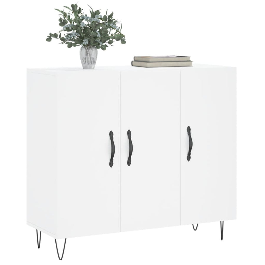 Dressoir 90X34X80 Cm Bewerkt Hout Wit
