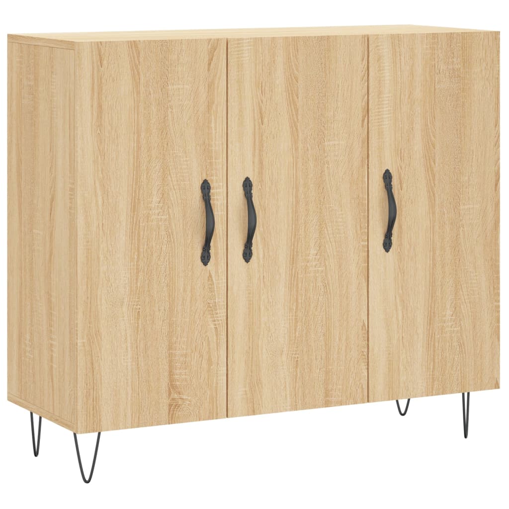 Dressoir 90X34X80 Cm Bewerkt Hout Kleurig Sonoma eiken