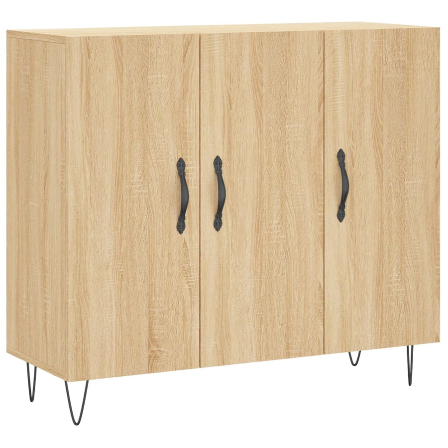 Dressoir 90X34X80 Cm Bewerkt Hout Kleurig Sonoma eiken