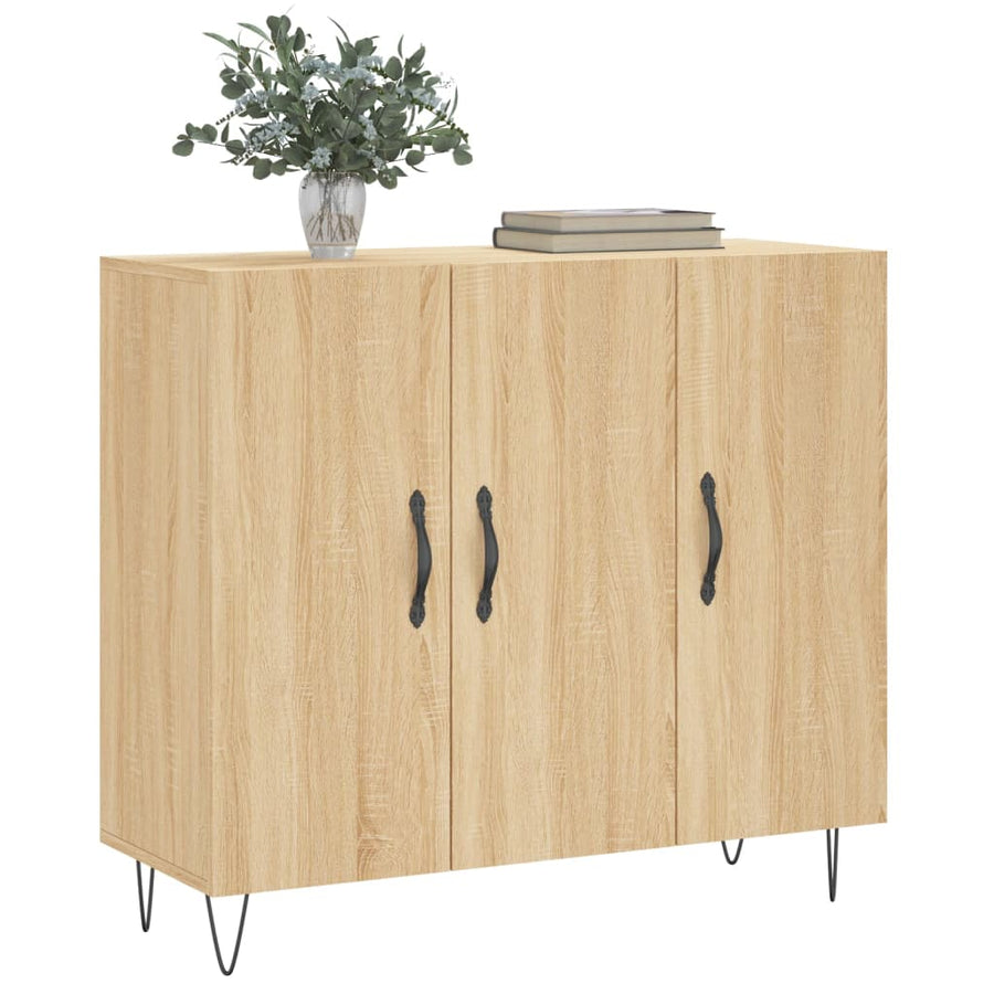 Dressoir 90X34X80 Cm Bewerkt Hout Kleurig Sonoma eiken