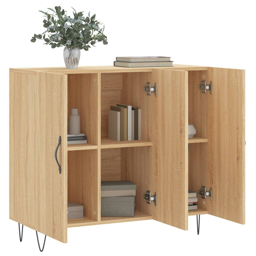 Dressoir 90X34X80 Cm Bewerkt Hout Kleurig Sonoma eiken