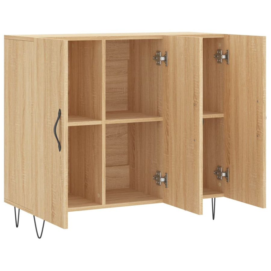 Dressoir 90X34X80 Cm Bewerkt Hout Kleurig Sonoma eiken