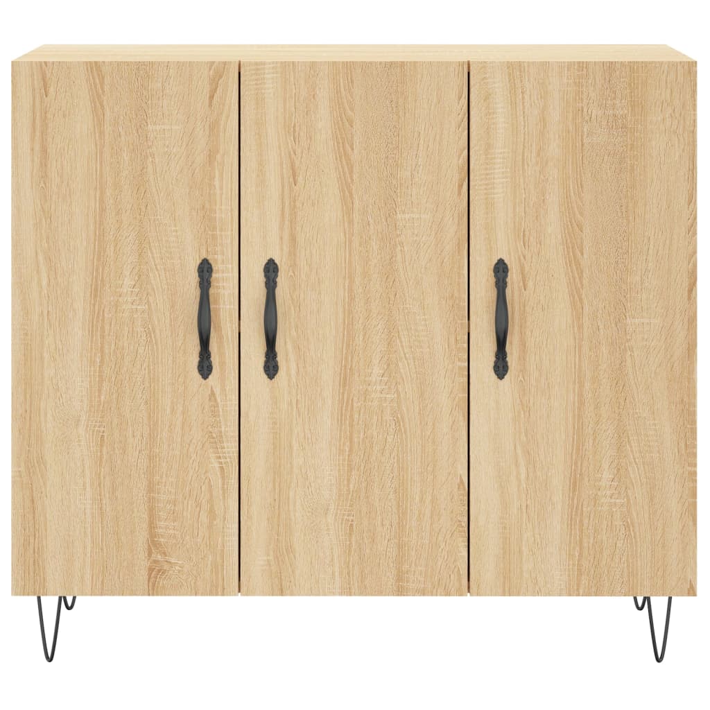Dressoir 90X34X80 Cm Bewerkt Hout Kleurig Sonoma eiken
