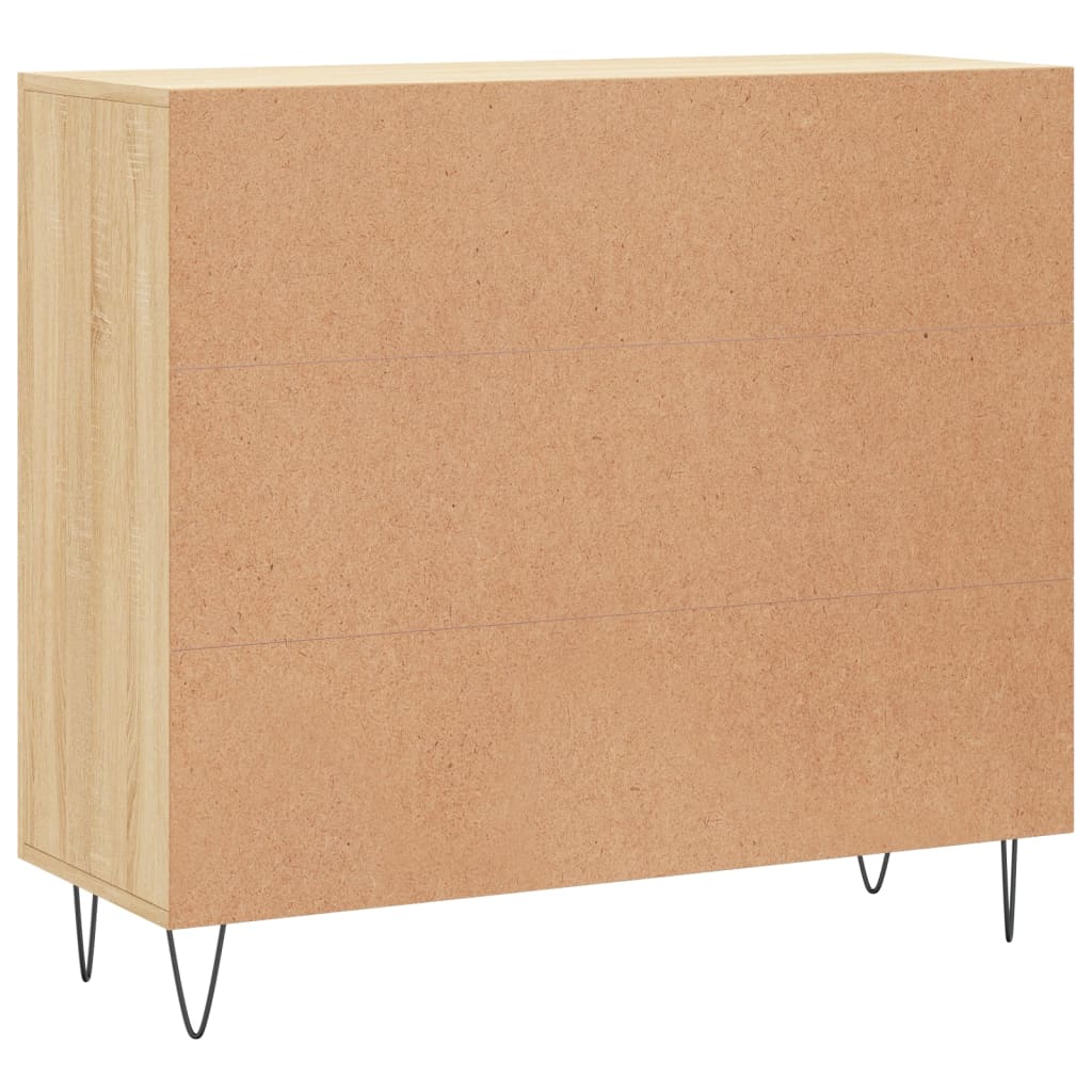 Dressoir 90X34X80 Cm Bewerkt Hout Kleurig Sonoma eiken