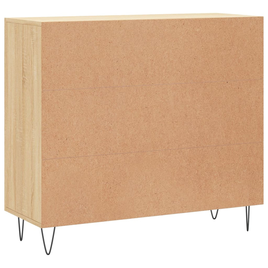 Dressoir 90X34X80 Cm Bewerkt Hout Kleurig Sonoma eiken