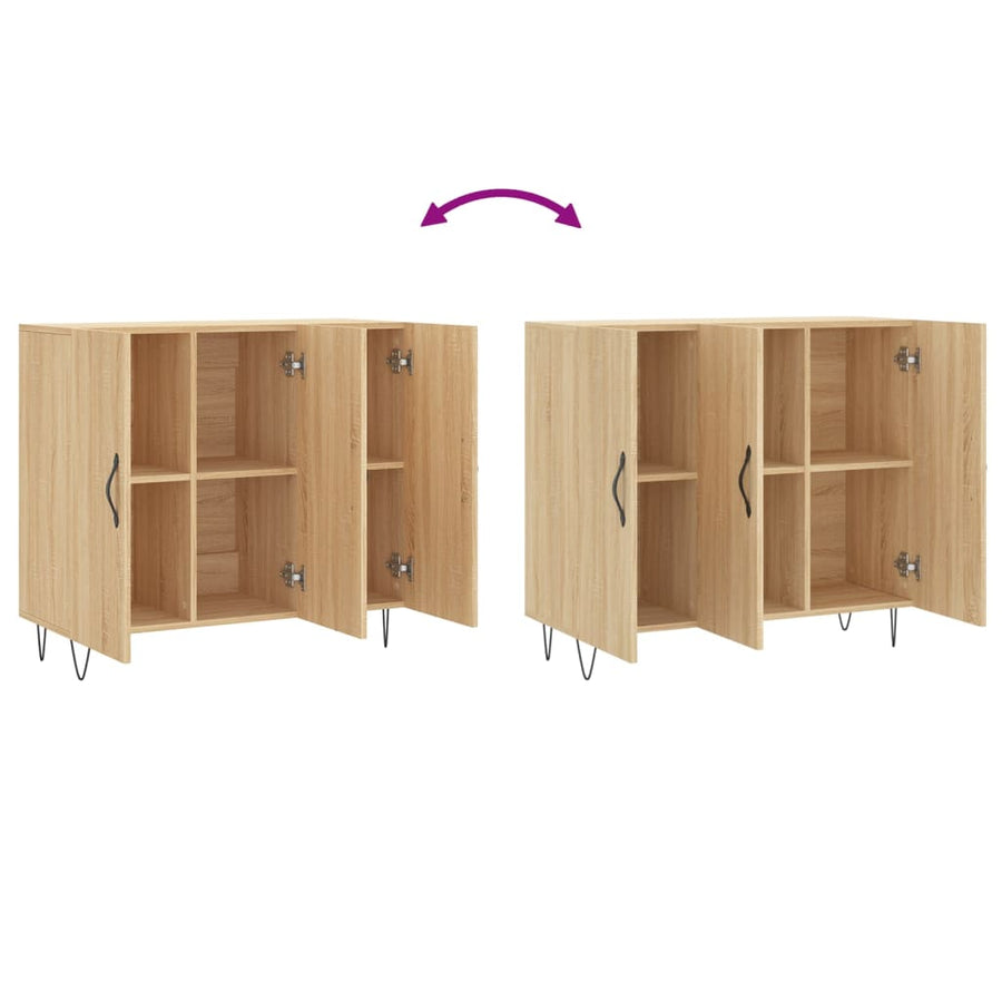 Dressoir 90X34X80 Cm Bewerkt Hout Kleurig Sonoma eiken