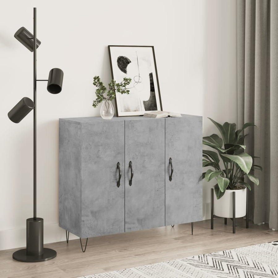 Dressoir 90X34X80 Cm Bewerkt Hout Betongrijs