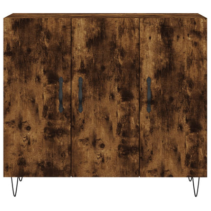 Dressoir 90X34X80 Cm Bewerkt Hout Gerookt Eikenkleurig