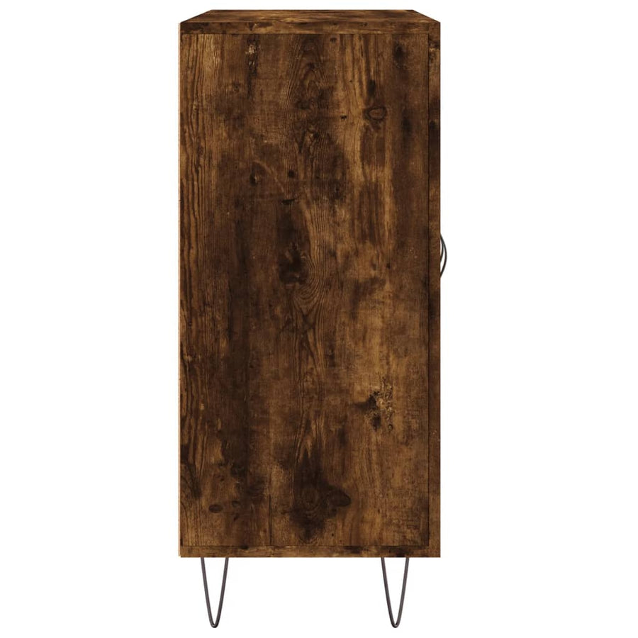 Dressoir 90X34X80 Cm Bewerkt Hout Gerookt Eikenkleurig