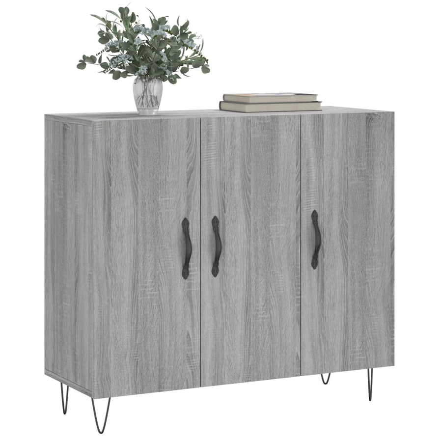 Dressoir 90X34X80 Cm Bewerkt Hout Grijs Sonoma Eikenkleurig