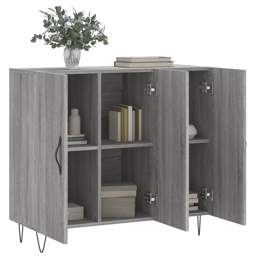Dressoir 90X34X80 Cm Bewerkt Hout Grijs Sonoma Eikenkleurig