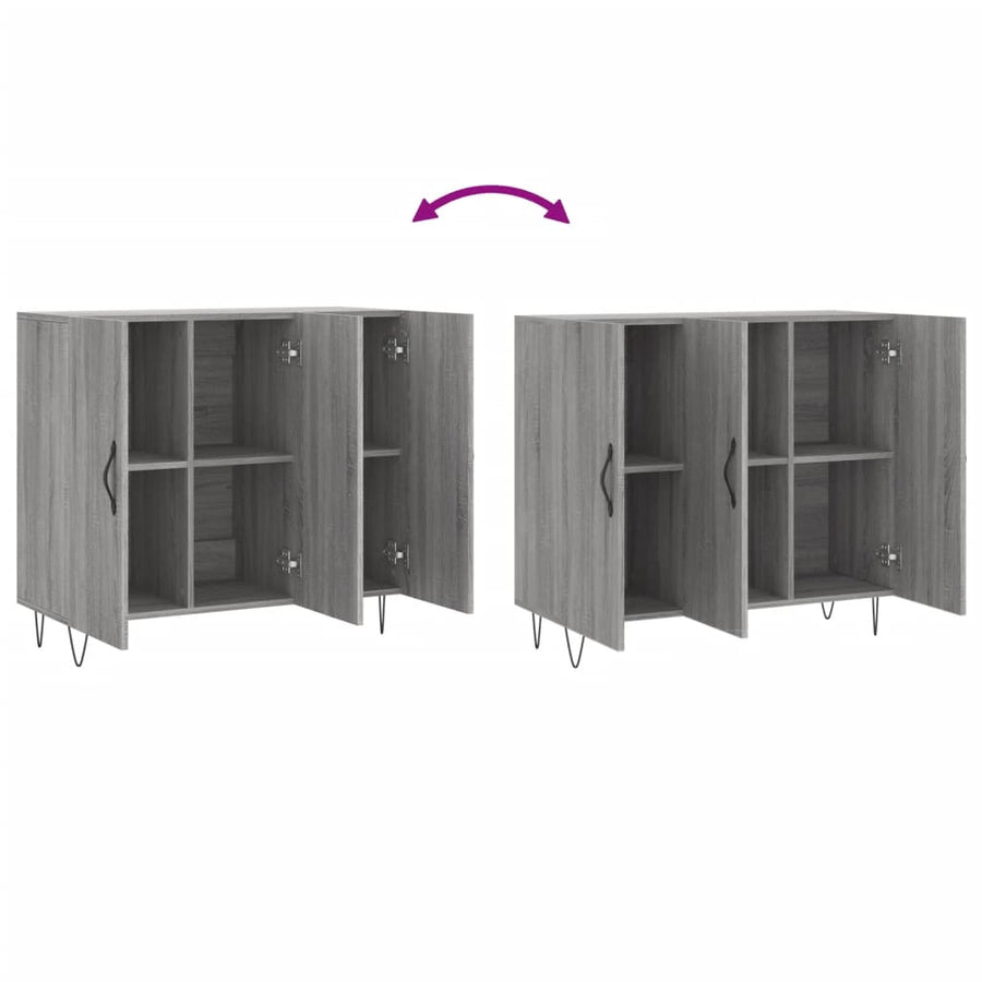 Dressoir 90X34X80 Cm Bewerkt Hout Grijs Sonoma Eikenkleurig