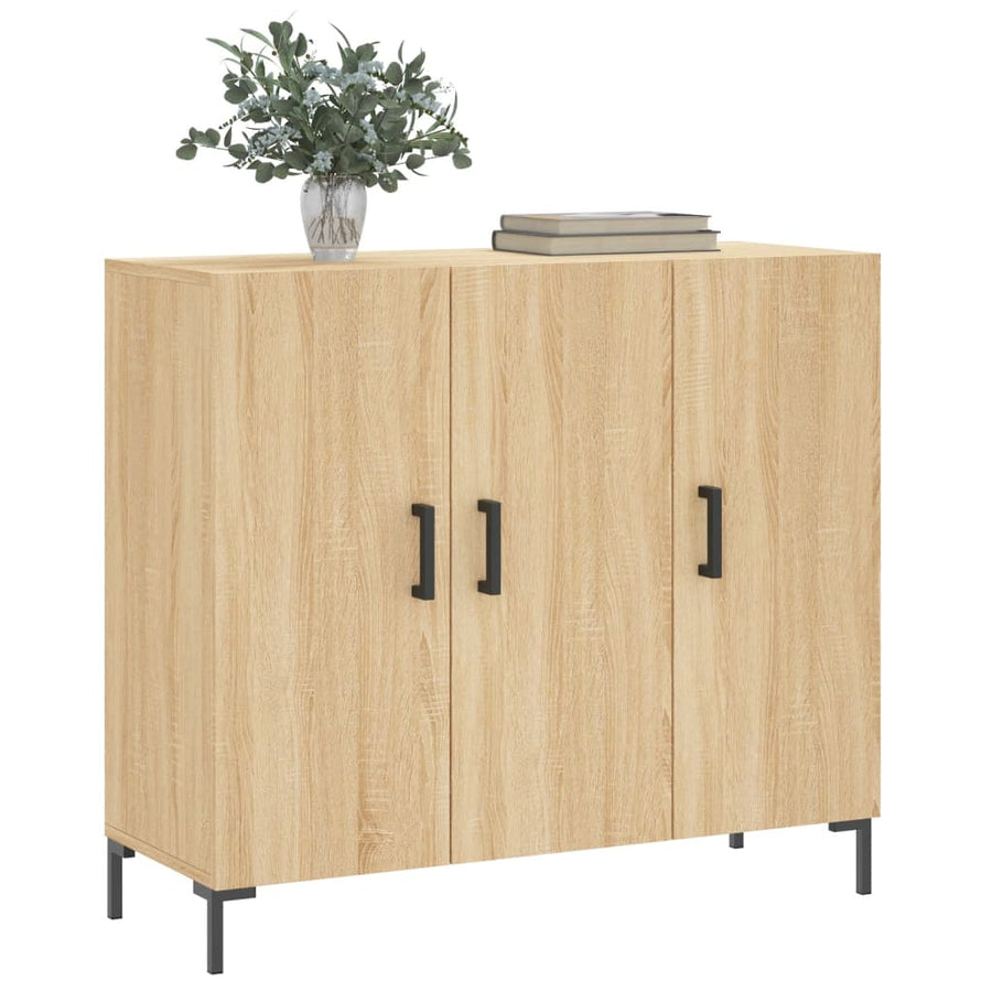 Dressoir 90X34X80 Cm Bewerkt Hout Sonoma Eikenkleurig
