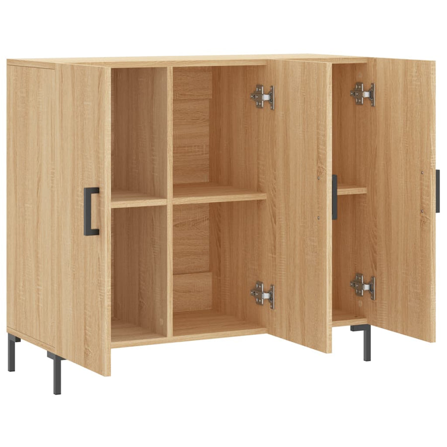 Dressoir 90X34X80 Cm Bewerkt Hout Sonoma Eikenkleurig