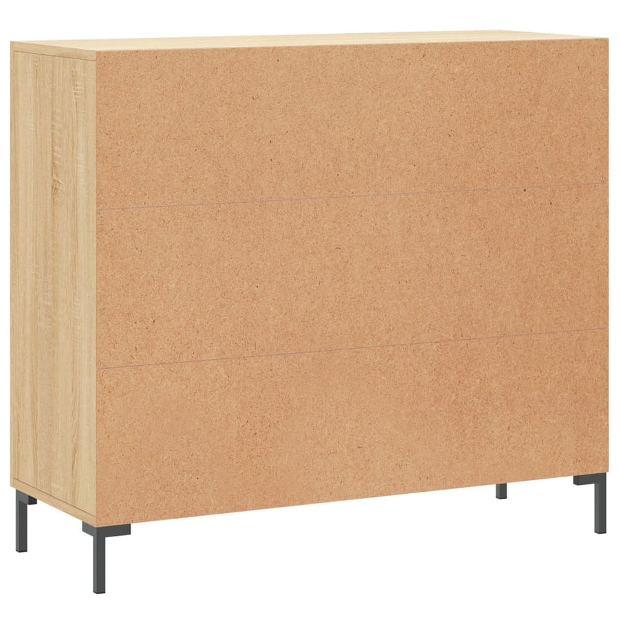 Dressoir 90X34X80 Cm Bewerkt Hout Sonoma Eikenkleurig