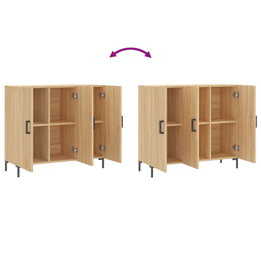 Dressoir 90X34X80 Cm Bewerkt Hout Sonoma Eikenkleurig