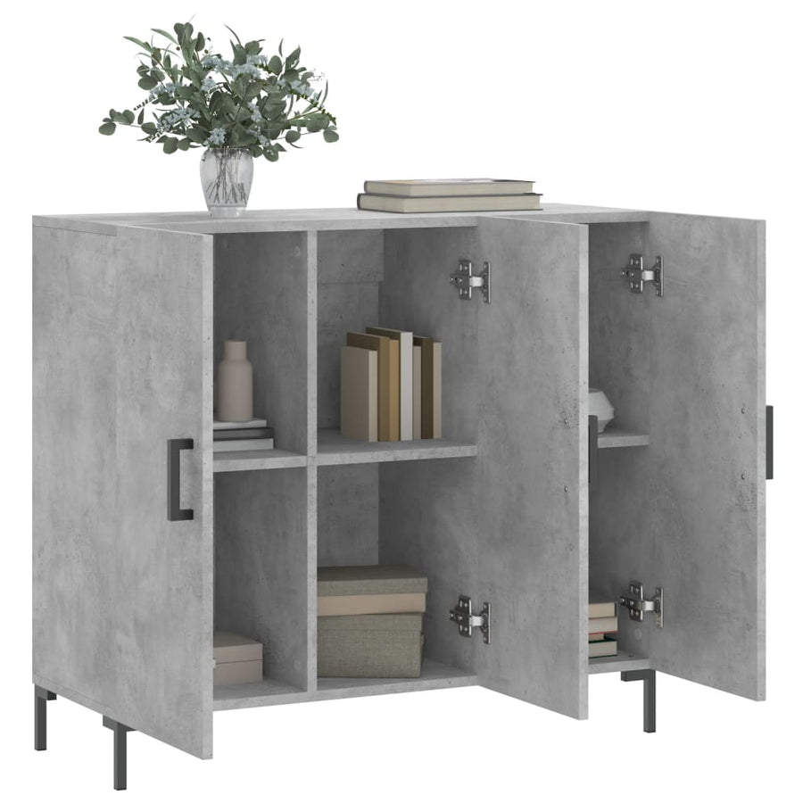 Dressoir 90X34X80 Cm Bewerkt Hout Betongrijs