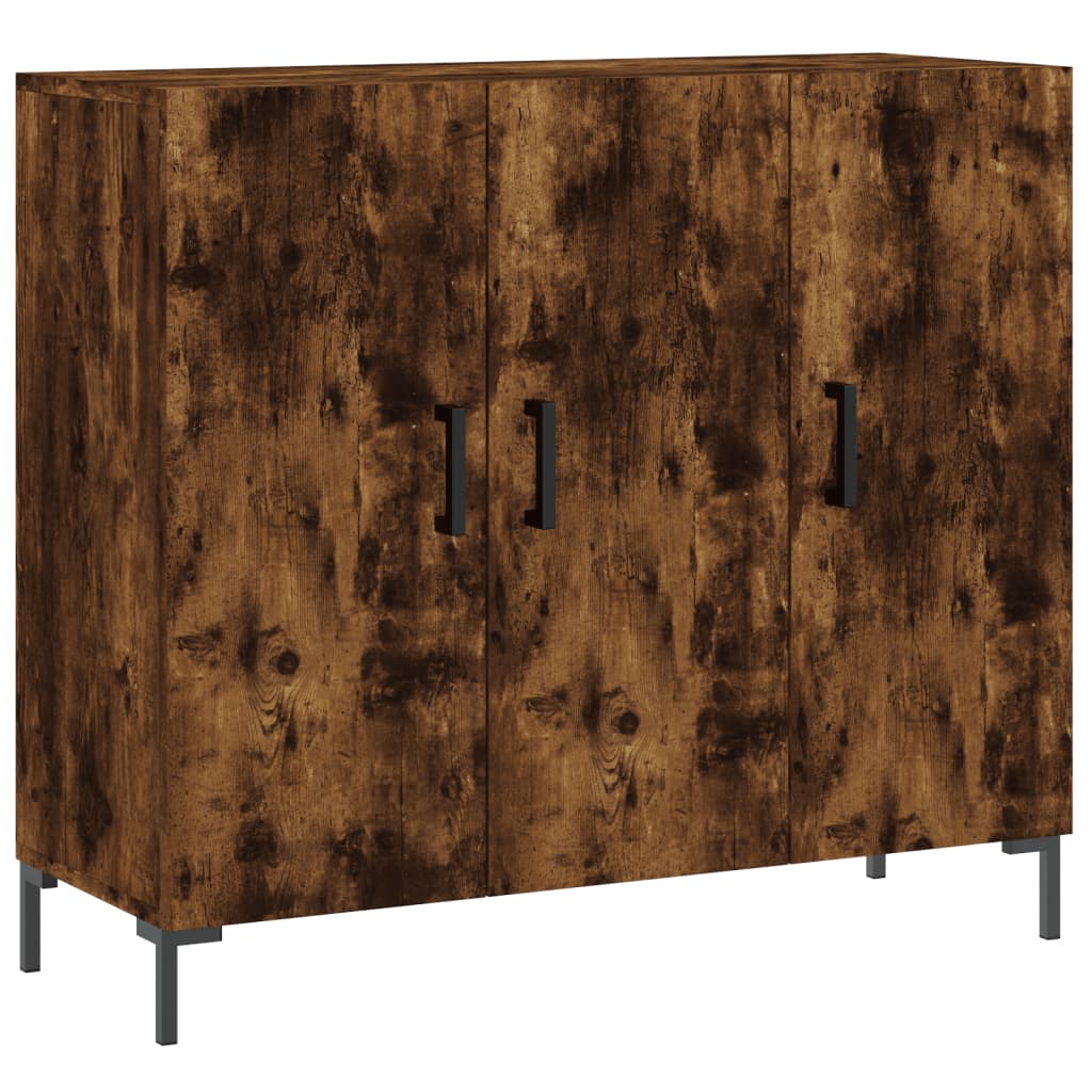 Dressoir 90X34X80 Cm Bewerkt Hout Gerookt Eikenkleurig