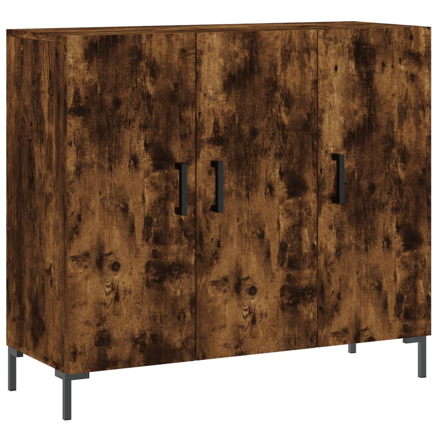 Dressoir 90X34X80 Cm Bewerkt Hout Gerookt Eikenkleurig