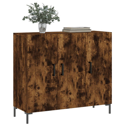Dressoir 90X34X80 Cm Bewerkt Hout Gerookt Eikenkleurig