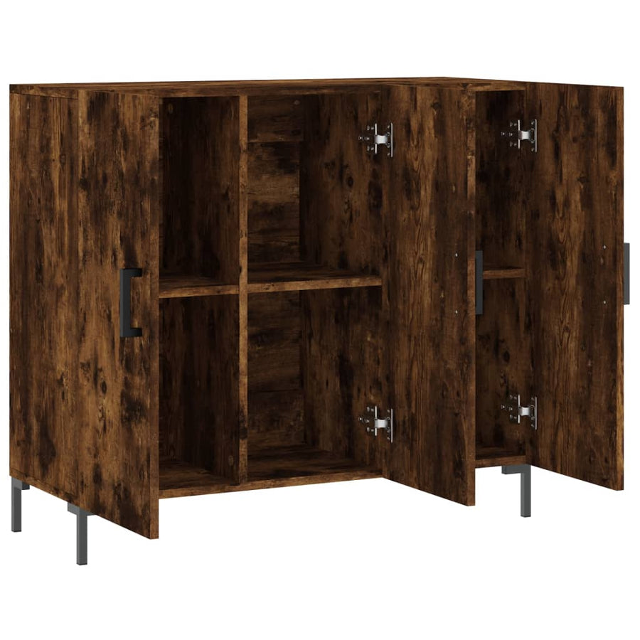 Dressoir 90X34X80 Cm Bewerkt Hout Gerookt Eikenkleurig