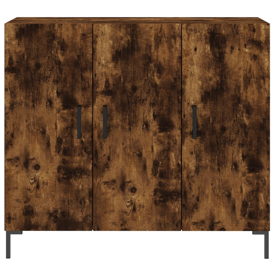 Dressoir 90X34X80 Cm Bewerkt Hout Gerookt Eikenkleurig