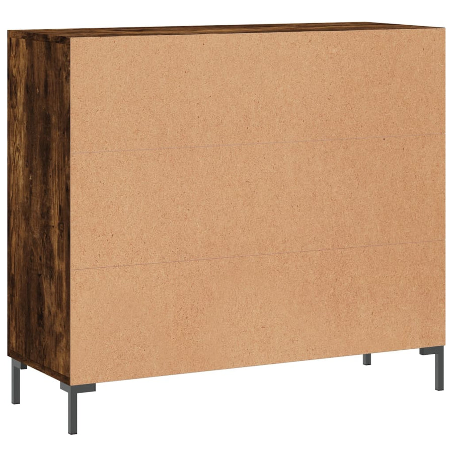 Dressoir 90X34X80 Cm Bewerkt Hout Gerookt Eikenkleurig