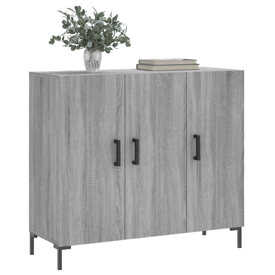 Dressoir 90X34X80 Cm Bewerkt Hout Grijs Sonoma Eikenkleurig