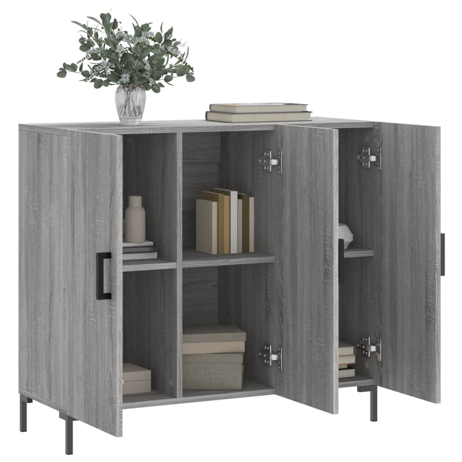 Dressoir 90X34X80 Cm Bewerkt Hout Grijs Sonoma Eikenkleurig