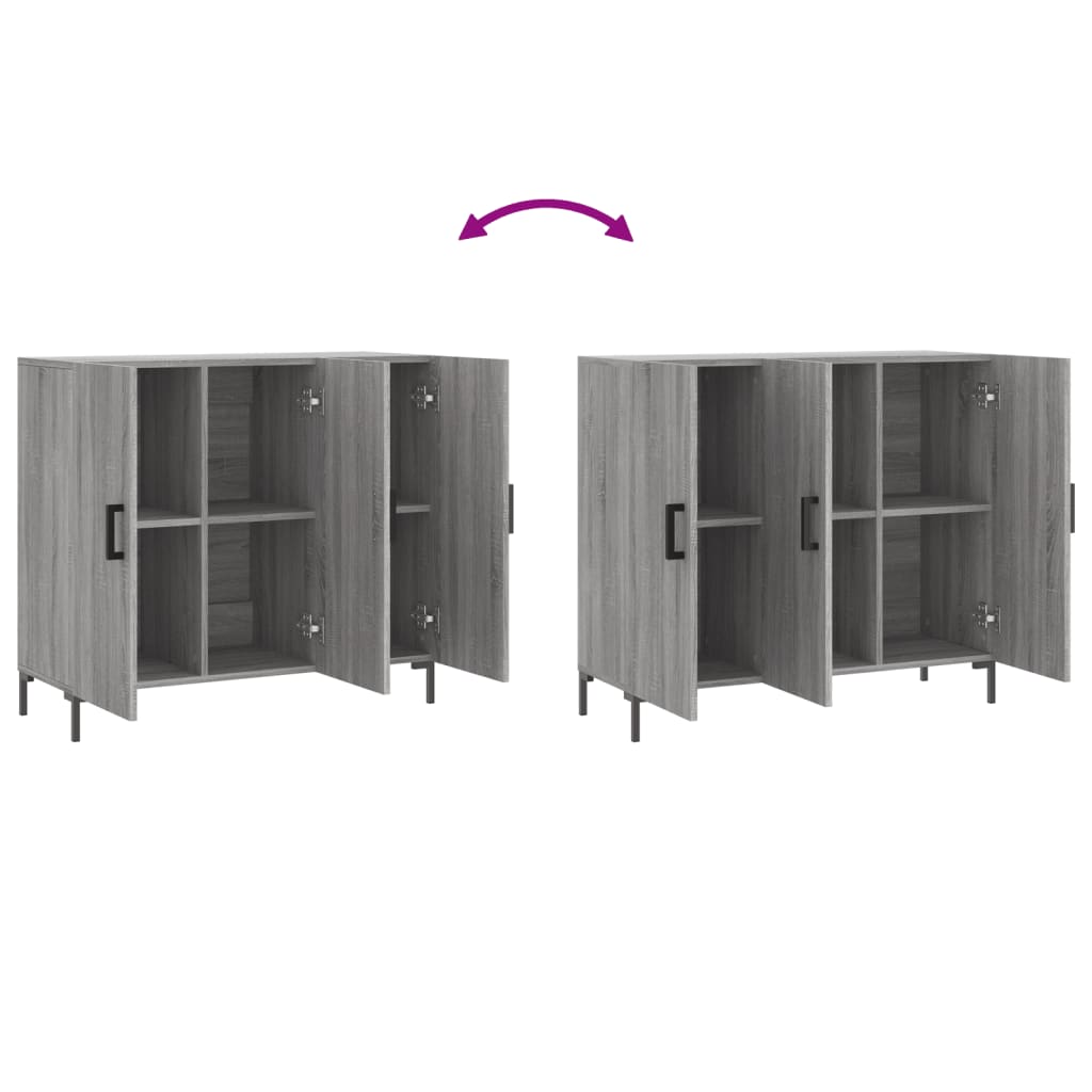 Dressoir 90X34X80 Cm Bewerkt Hout Grijs Sonoma Eikenkleurig
