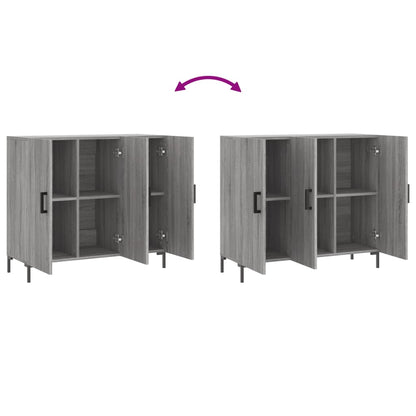 Dressoir 90X34X80 Cm Bewerkt Hout Grijs Sonoma Eikenkleurig