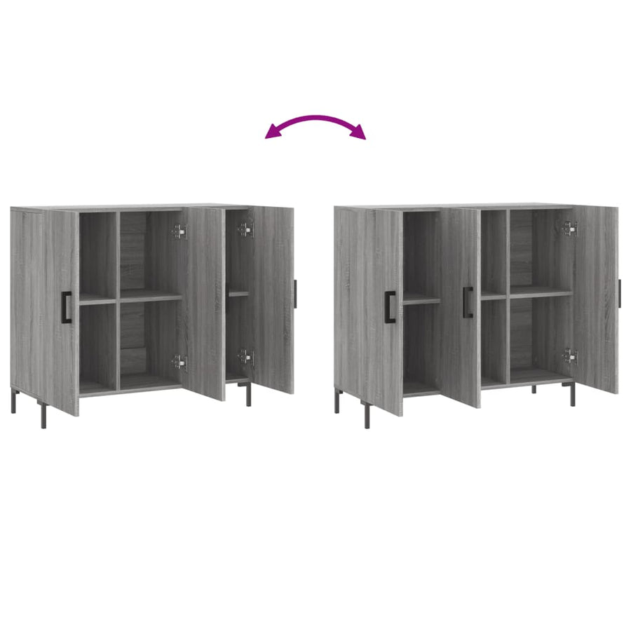 Dressoir 90X34X80 Cm Bewerkt Hout Grijs Sonoma Eikenkleurig