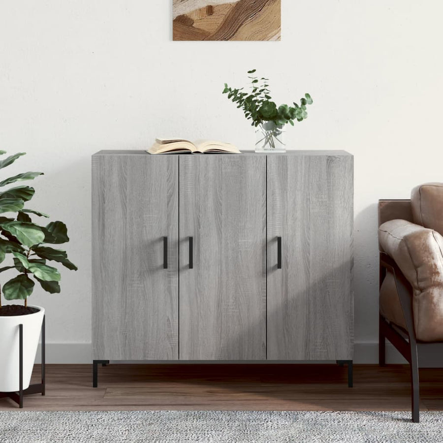 Dressoir 90X34X80 Cm Bewerkt Hout Grijs Sonoma Eikenkleurig